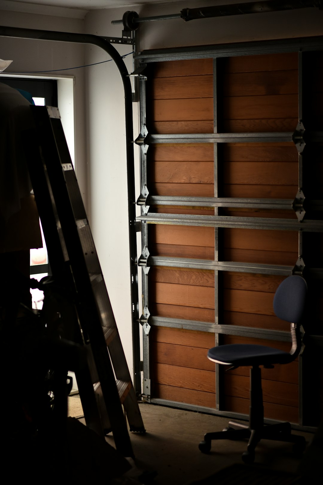 Garage door torsion spring mechanism close-up