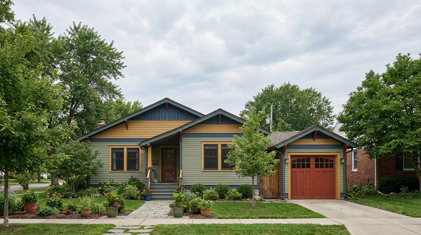Charming artsy bungalow with garage door in Ferndale Michigan