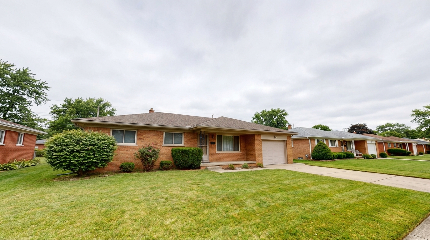 Downriver ranch home with garage door in Taylor Michigan