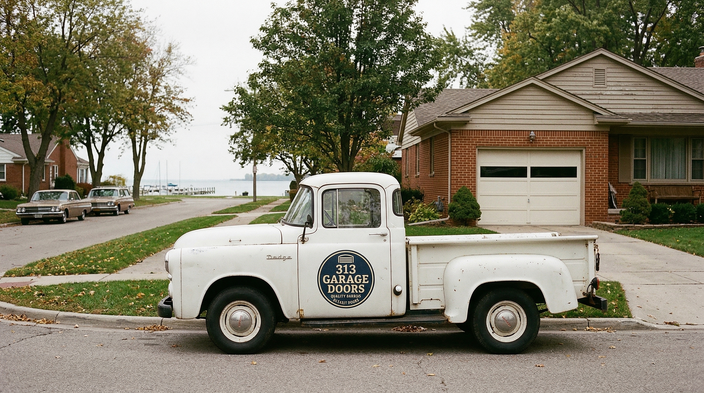 313 Garage Door service truck in St. Clair Shores, Michigan near Lake St. Clair